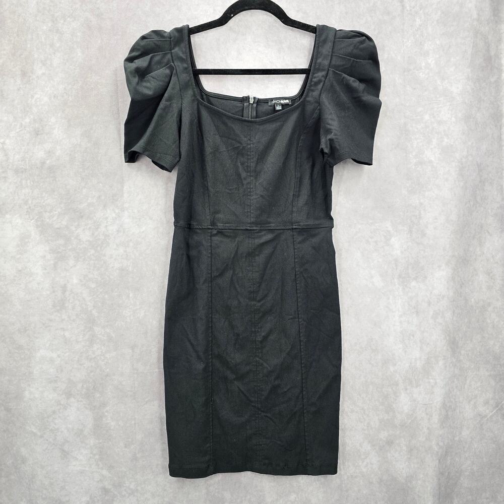 Fashion Nova Black Balloon Sleeve Bodycon Knee Length Short Sleeve Dress Large
